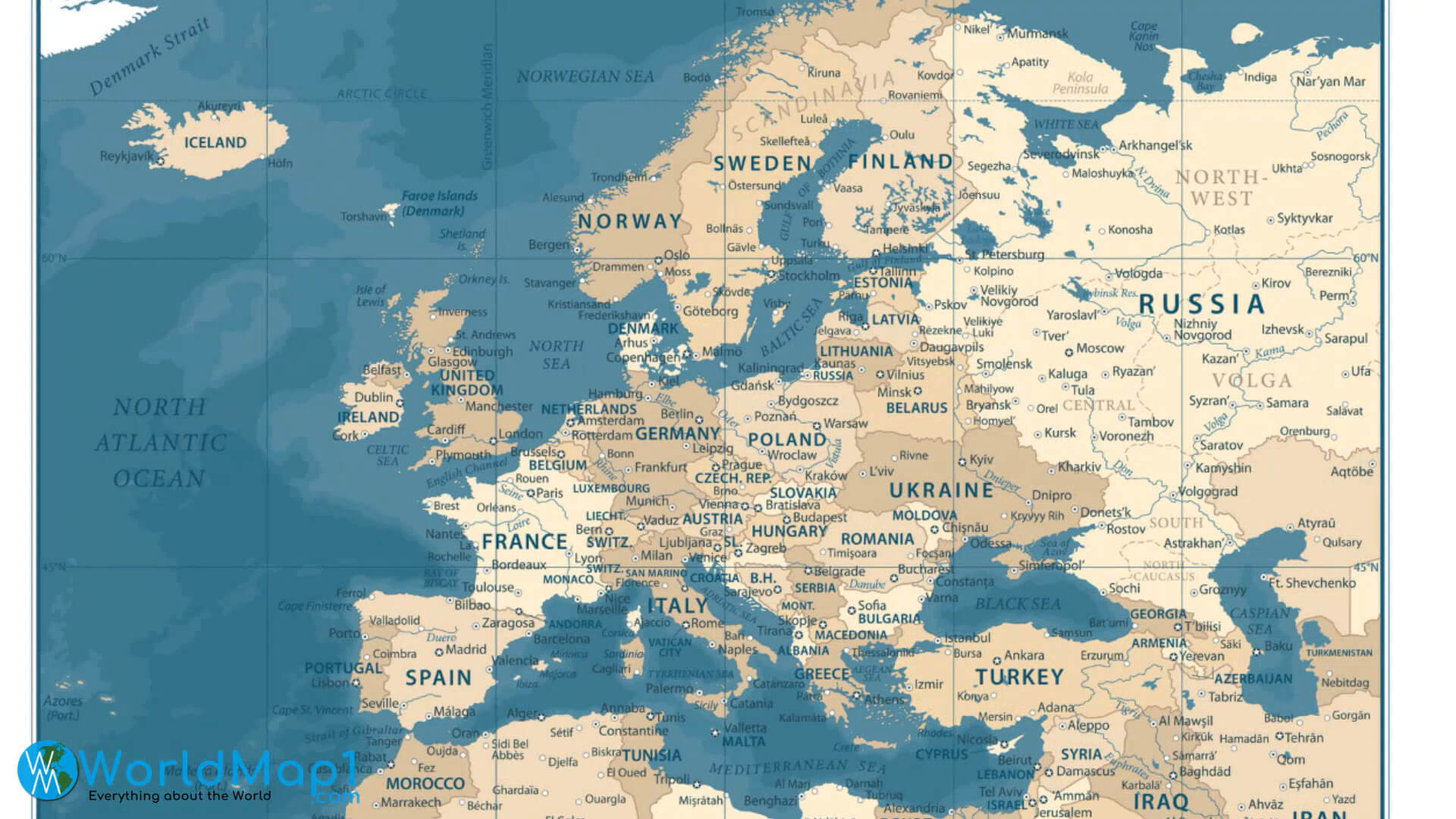 Avrupa ve Rusya Haritası